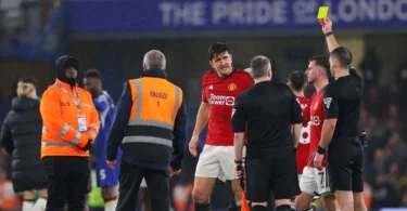 Furious Harry Maguire booked after full-time in Man Utd's record-breaking loss at Chelsea
